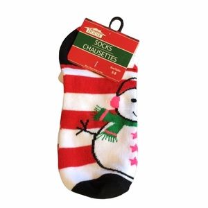 Christmas House Snowman Ankle Socks, Red, White